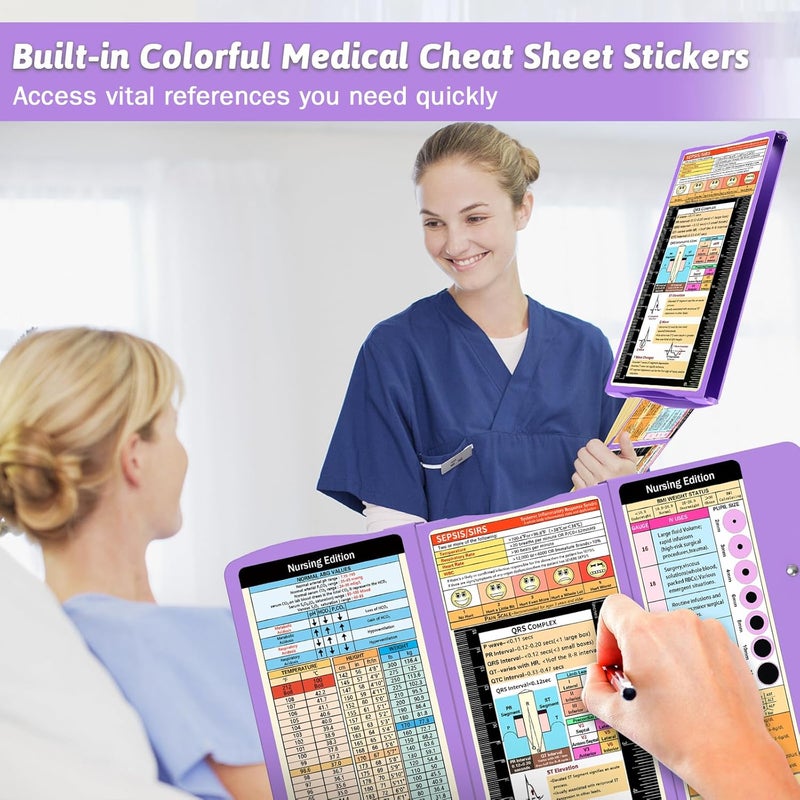 Trustnice Nursing Clipboard Foldable Clipboard Medical: Nurse Edition Cheat Sheets Aluminum 3 Layers Foldable Clipboards Nursing Pocket Size Profile Clip Nurse Clipboards Notepad for Nurses Students and Doctors - Image 3